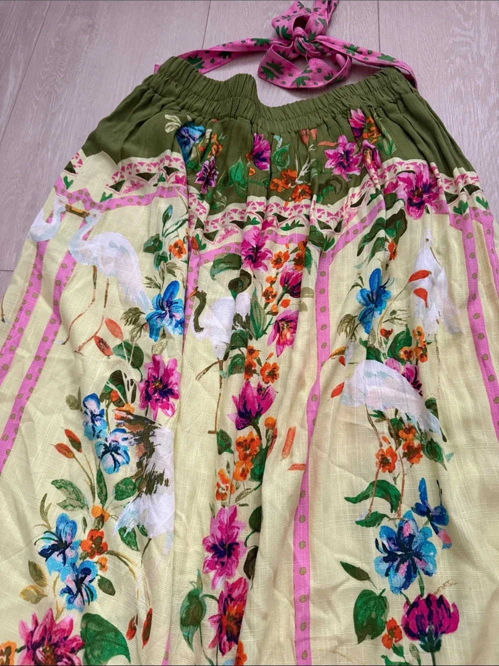 Rose & Olive Floral Tiered Maxi Skirt in Yellow, Green & Pink